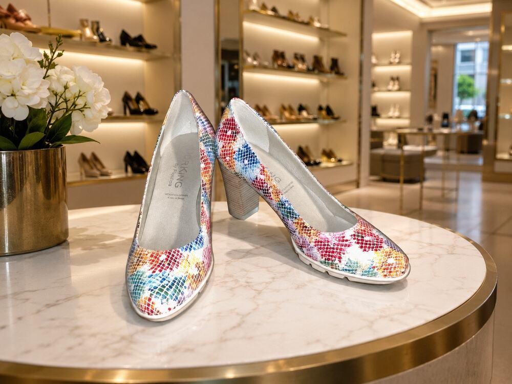Dorking by Fluchos Rubi Margaritas Floral Print Pumps Heels White Multi Size 8